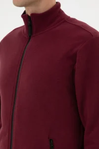 US Polo Assn. Men Regular Fit Burgundy Fleece Knitting Cardigan - Image 7
