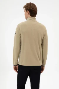 US Polo Assn. Men Regular Fit Light Khaki Fleece Knitting Cardigan - Image 5