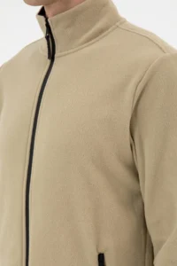US Polo Assn. Men Regular Fit Light Khaki Fleece Knitting Cardigan - Image 7