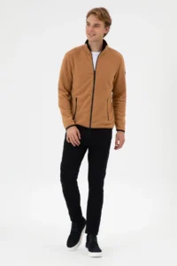 US Polo Assn. Men Regular Fit Camel Fleece Knitting Cardigan - Image 4