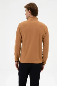 US Polo Assn. Men Regular Fit Camel Fleece Knitting Cardigan - Image 5