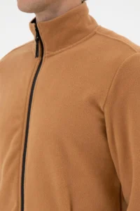 US Polo Assn. Men Regular Fit Camel Fleece Knitting Cardigan - Image 7