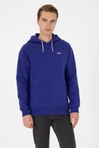 US Polo Assn. Men Purple Oversized Fit Hooded Fleece Basic Sweatshirt