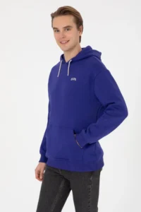 US Polo Assn. Men Purple Oversized Fit Hooded Fleece Basic Sweatshirt - Image 3