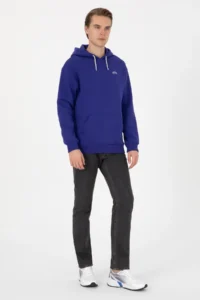 US Polo Assn. Men Purple Oversized Fit Hooded Fleece Basic Sweatshirt - Image 4