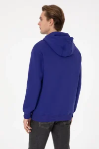 US Polo Assn. Men Purple Oversized Fit Hooded Fleece Basic Sweatshirt - Image 5