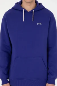 US Polo Assn. Men Purple Oversized Fit Hooded Fleece Basic Sweatshirt - Image 6