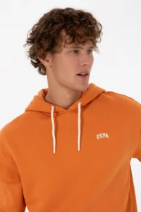 US Polo Assn. Men Oversized Fit Hooded Fleece Copper Basic Sweatshirt - Image 2