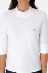 US Polo Assn. Women WHITE Button Detailed Turtleneck Sweatshirt - Image 6