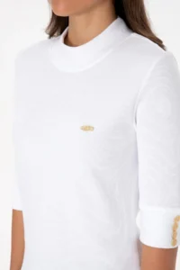 US Polo Assn. Women WHITE Button Detailed Turtleneck Sweatshirt - Image 7