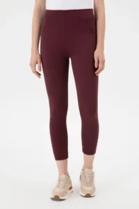 US Polo Assn. Women Burgundy High Waist Shaping Daily Leggings - Image 2