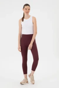 US Polo Assn. Women Burgundy High Waist Shaping Daily Leggings - Image 3
