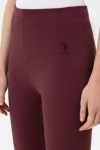 US Polo Assn. Women Burgundy High Waist Shaping Daily Leggings - Image 5