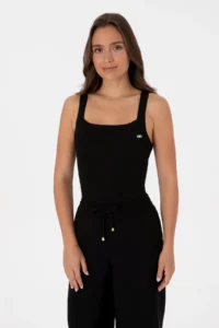 US Polo Assn. Women Black Square Neck Sweater
