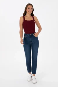 US Polo Assn. Women Burgundy Square Neck Sweater - Image 4