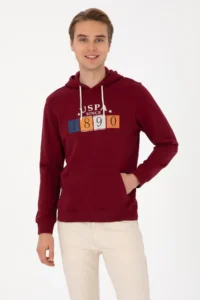 US Polo Assn. Men Regular Fit Hooded Burgundy Sweatshirt