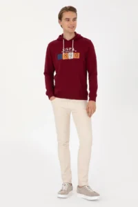 US Polo Assn. Men Regular Fit Hooded Burgundy Sweatshirt - Image 4