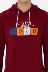 US Polo Assn. Men Regular Fit Hooded Burgundy Sweatshirt - Image 6