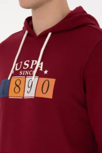 US Polo Assn. Men Regular Fit Hooded Burgundy Sweatshirt - Image 7