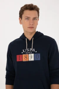 US Polo Assn. Men Regular Fit Hooded Navy Blue Sweatshirt - Image 2