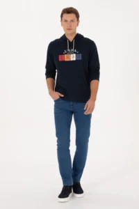 US Polo Assn. Men Regular Fit Hooded Navy Blue Sweatshirt - Image 4