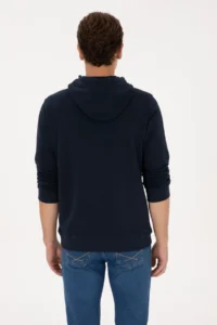 US Polo Assn. Men Regular Fit Hooded Navy Blue Sweatshirt - Image 5