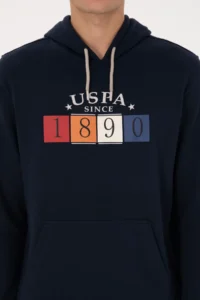 US Polo Assn. Men Regular Fit Hooded Navy Blue Sweatshirt - Image 6