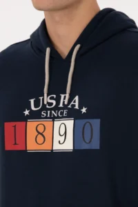 US Polo Assn. Men Regular Fit Hooded Navy Blue Sweatshirt - Image 7