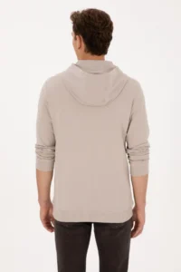 US Polo Assn. Men Regular Fit Half Zippered Hooded Stone Sweatshirt - Image 5