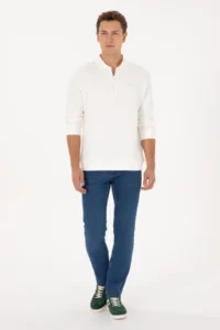 US Polo Assn. Men comfort Fit Half Zippered WHITE Sweatshirt - Image 4