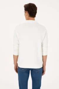 US Polo Assn. Men comfort Fit Half Zippered WHITE Sweatshirt - Image 5