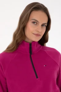US Polo Shirt Assn. Women Fuchsia Zippered Dog collar Fleece Sweatshirt - Image 2