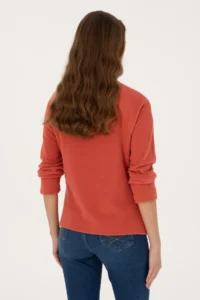US Polo Shirt Assn. Women Brick Red Zippered Dog collar Fleece Sweatshirt - Image 5