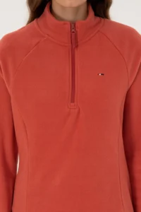 US Polo Shirt Assn. Women Brick Red Zippered Dog collar Fleece Sweatshirt - Image 6