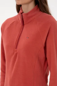 US Polo Shirt Assn. Women Brick Red Zippered Dog collar Fleece Sweatshirt - Image 7