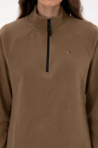 US Polo Shirt Assn. Women Khaki Zippered Dog collar Fleece Sweatshirt - Image 6