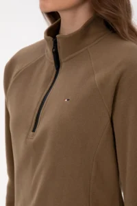 US Polo Shirt Assn. Women Khaki Zippered Dog collar Fleece Sweatshirt - Image 7