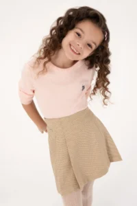 US Polo Assn. Girls' Powder Pink Crew Neck Basic Sweater