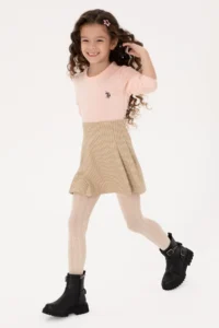 US Polo Assn. Girls' Powder Pink Crew Neck Basic Sweater - Image 2