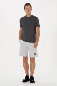 US Polo Assn. Men Gray Melange Knitting Shorts - Image 3