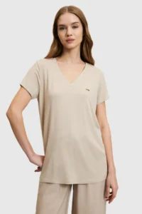US Polo Shirt Assn. Women Stone Basic T-Shirt