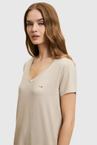 US Polo Shirt Assn. Women Stone Basic T-Shirt - Image 2