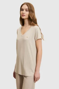 US Polo Shirt Assn. Women Stone Basic T-Shirt - Image 3