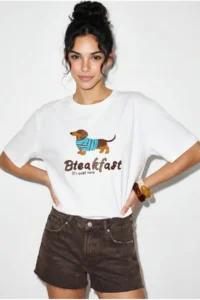 Bianco Lucci Women's Crew Neck Embroidery and Beaded Oversize T-Shirt 2221 - Image 3
