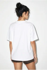 Bianco Lucci Women's Crew Neck Embroidery and Beaded Oversize T-Shirt 2221 - Image 4