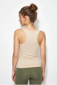 Bianco Lucci Women's Transparent Strap Detailed Cup Formed Lycra Crop Blouse 2314 - Image 5