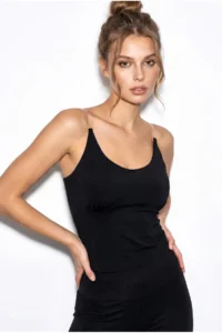 Bianco Lucci Women's Transparent Strap Detailed Cup Formed Lycra Crop Blouse 2314 - Image 3