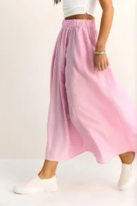 Bianco Lucci Women's Elastic Waist Pocket Detailed Flowy Maxi Skirt 7597 - Image 6