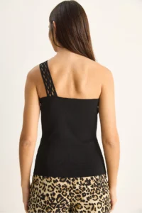 Bianco Lucci Women's One Shoulder Knitted Detailed Stretchy Knitwear Blouse 2695 - Image 7