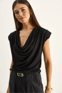Bianco Lucci Women's Padded Collar Neck Viscose Blouse 28008 - Image 4